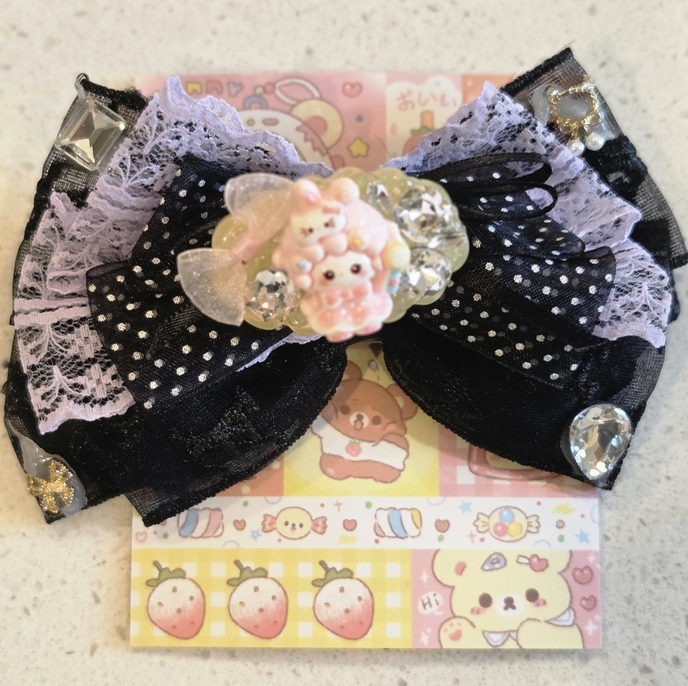 Black and Purple Kids Hair Bow